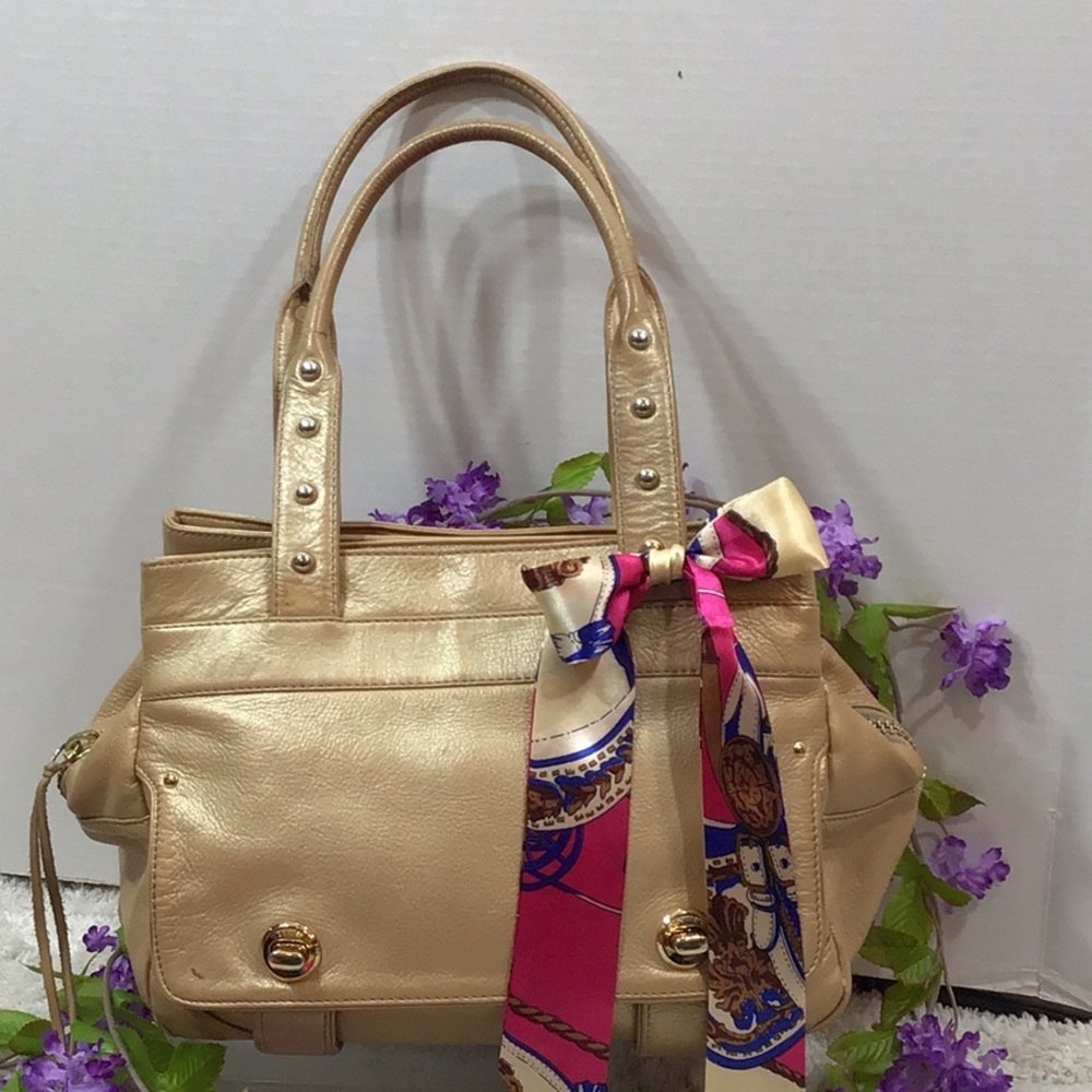 Botkier gold leather multi section shoulder bag